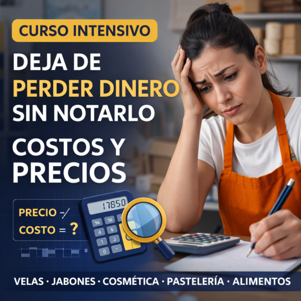 Curso de costos y precios para emprendedores artesanales que fabrican velas, jabones y productos hechos a mano